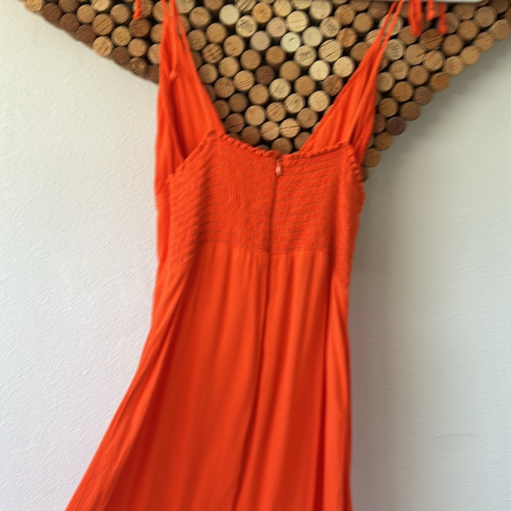 Reformation Midi Talita Tie Strap Dress, Orange size 6 - Picture 4 of 11